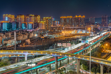 昆明福德立交桥夜晚远眺