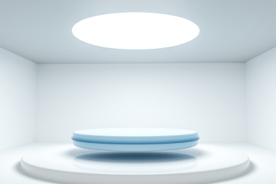 三维渲染，室内的圆形展台，产品展示背景