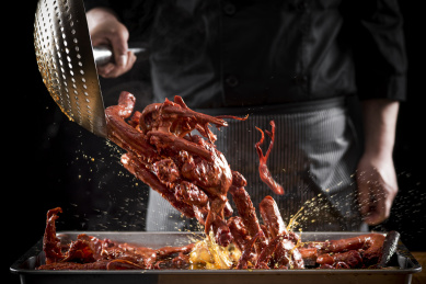 Braised duck necks Chinese cuisine.