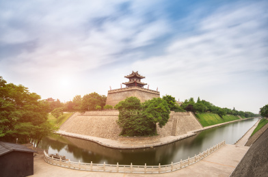 西安古城墙角楼风光
