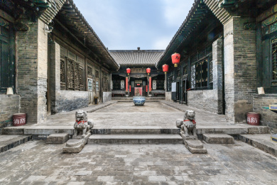 山西省平遥古城内清代晋商马中选故居四合院古民居建筑马家大院