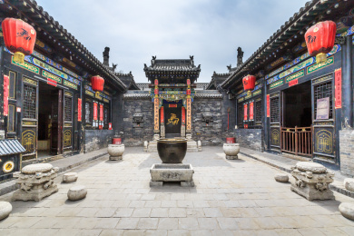 山西省平遥古城内清代晋商马中选故居四合院古民居建筑马家大院