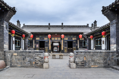 山西省平遥古城内清代晋商马中选故居四合院古民居建筑马家大院