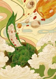 中国传统节日端午节吃粽子