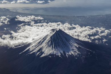 日本山梨县富士山飞机航拍