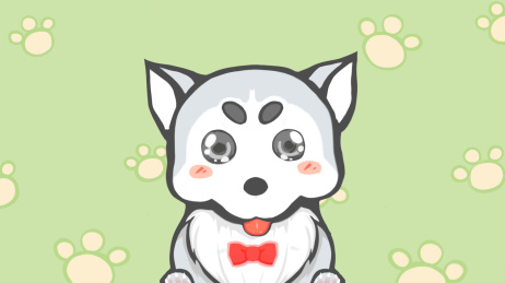 A Husky puppy. It can accompany you. Bring you healing and comfort. This animal illustration is Aesthetic Card Ventilation illustration.Husky is a lovely animal.