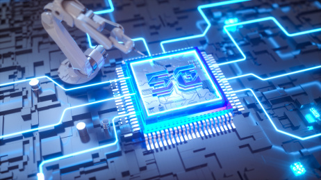 第五代移动通讯5G科技芯片创意三维场景