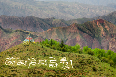 青海省尖扎县坎布拉国家森林公园中的经幡