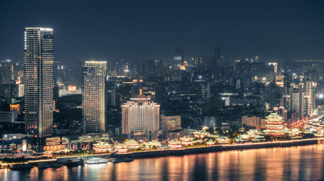 江西南昌滕王阁沿岸夜景灯光秀