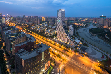 成都市高新区夜景城市风光