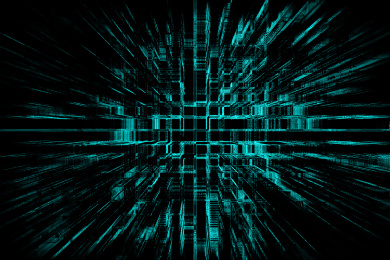 具有空间感、科技感、透视感的抽象电路背景图