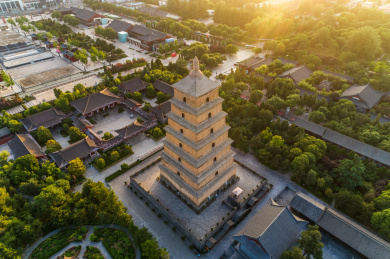 中国陕西省西安市大雁塔航拍