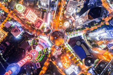 中国上海陆家嘴城市风光夜景