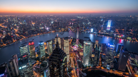 中国上海陆家嘴城市风光夜景