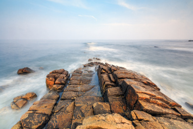 中国山东省日照市任家台礁石公园海景