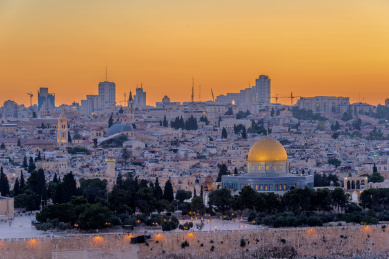 亚洲以色列耶路撒冷圣殿山日暮