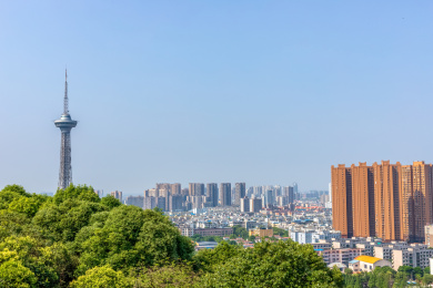 中国四川省德阳市城市建筑群景观