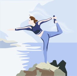 一个在海边练习瑜伽的女人