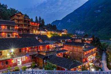 重庆酉阳龚滩古镇夜景风光