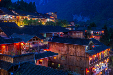 重庆酉阳龚滩古镇夜景风光