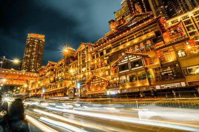 中国重庆旅游景点洪崖洞夜景