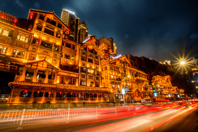 中国重庆旅游景点洪崖洞夜景