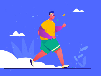 蓝色版积极向上的晨跑男子快乐的跑步提高生活品质