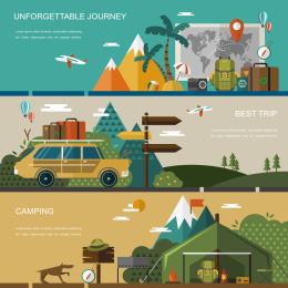 露营旅行扁平插图