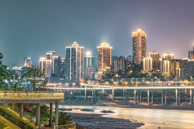 中国重庆渝中区夏季夜色景观