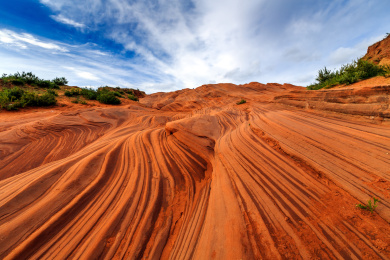 中国陕西省榆林市靖边龙洲丹霞波浪谷风光