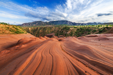 中国陕西省榆林市靖边龙洲丹霞波浪谷风光