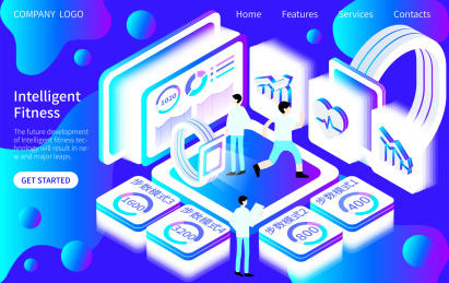 2.5D科技健身健康生活矢量插画