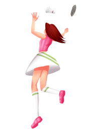 小清新风格女孩打羽毛球插画人物元素