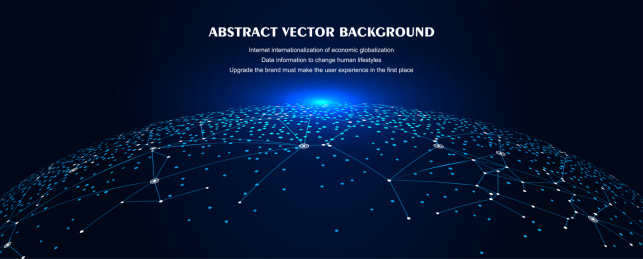 点和线连接组成的概念地球，人工智能和大数据的概念