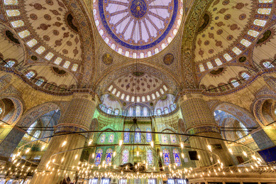 土耳其伊斯坦布尔蓝色清真寺苏丹艾哈迈德清真寺内景