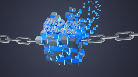 区块链技术革命三维抽象结构背景