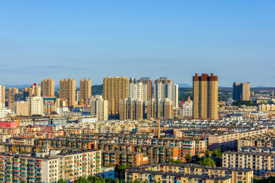 中国东北辽宁省抚顺市城市风光