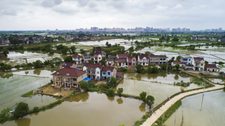 航拍中国安徽省宣城市雨后夏日乡村田园风光