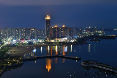 湛江金沙湾城市建筑风光夜景