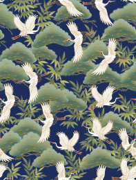 中国风仙鹤桃花服装刺绣图案