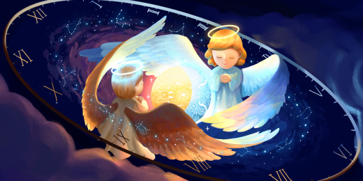 一对天使守护着日月与永恒的时间