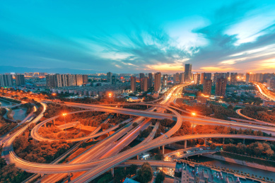 中国陕西省西安市三桥立交桥风光