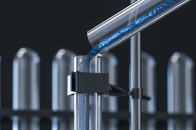 实验室的化学仪器器皿，三维渲染