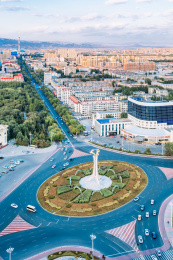 中国内蒙古包头公园城市风光