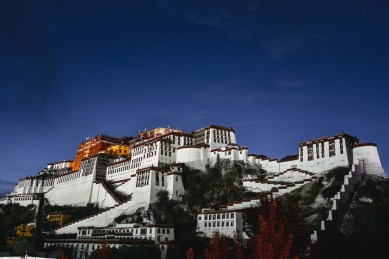 中国拉萨布达拉宫宫殿夜景