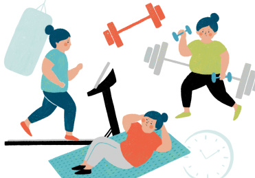 健身房运动减肥瘦身人物插画