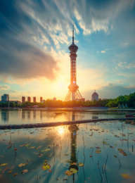 石家庄电视塔世纪公园城市风光