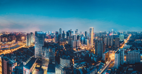 成都地标建筑城市夜景风光