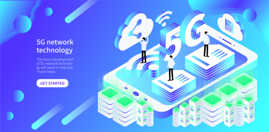 5G云共享光速时代移动科技轮播图设计