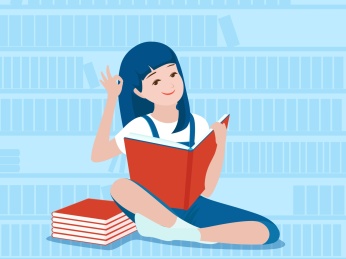 漂亮女孩盘腿坐OK手势矢量图